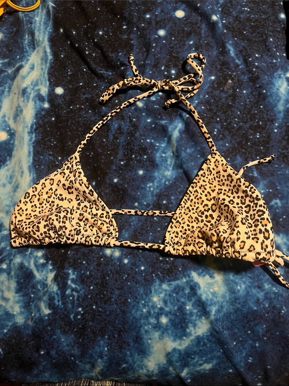 Victoria's Secret Leopard Print Triangle Bikini Top - Beige & Black